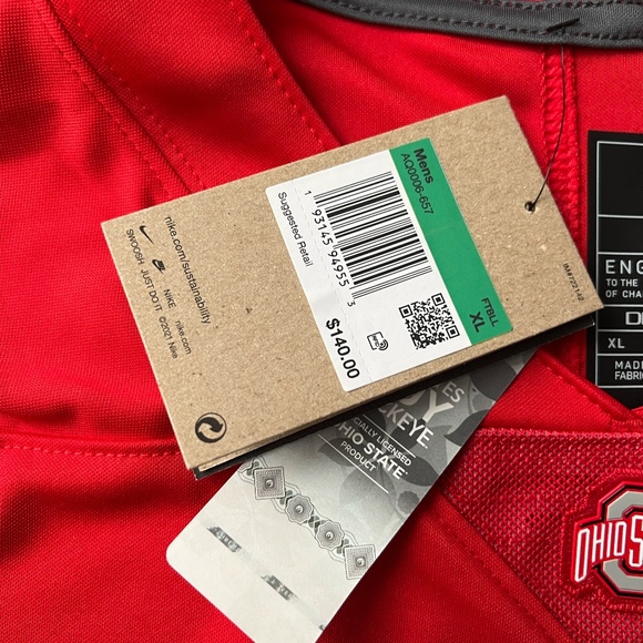 Nike Ohio State Buckeyes Red Jersey # 1 Mens Size Dri Fit OSU New With Tags - Picture 2 of 6